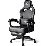 VITESSE Big and Tall Gaming Chair with Footrest,Ergonomic Video Gaming Chair with Oversized Headrest and Lumbar Support for Adults 400lb Weight Capacity,Computer Chair for Office or Gaming (White)