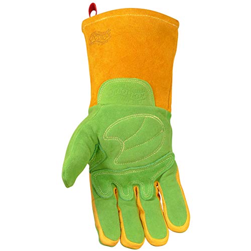 Caiman Premium Wasabi Green Split Deerskin Mig/Stick Welder's Glove With Flame Resistant Foam/Fleece Insulation, Kevlar, Kontour Design, Green, X-Large (1816-6) #TOP3