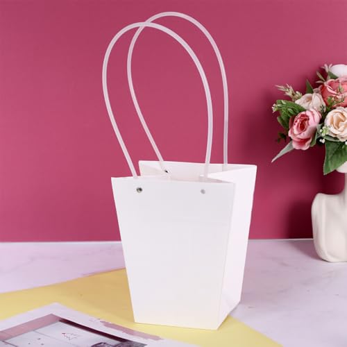 Image of Oasis Pack of 10 Conical White Flower Hamper Bags | Premium Floral Packaging Bags for Rakhi Gift Hampers, Flower Bouquets, Wedding, Return Gifts, Decorative Presentation & Florist Supplies.