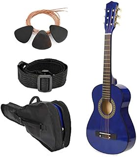 NEW! 38" Left Handed Blue Wood Guitar With Case and Accessories for Kids/Boys/Teens/Beginners