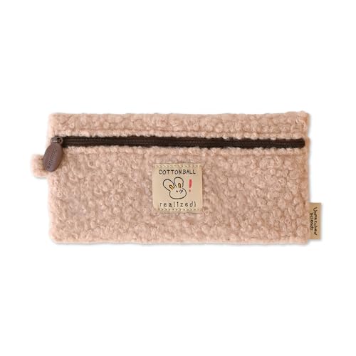 Image of Monolike Unmatched Friends Bbogeuli Pencil Case, Pink - Slim Fuzzy Fleece Pen Pouch for Daily Use with Stain-Resistant Lining
