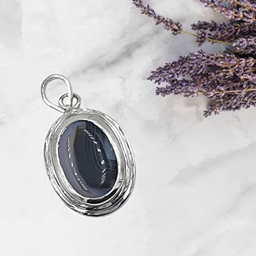 Pendentif en argent sterling 925 d'exception et agate véritable Sulemani Hakik - 4