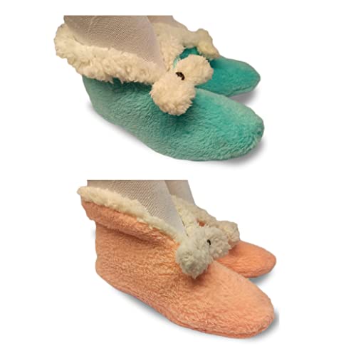 Kit 2 Pares Meia térmica ,pantufa antiderrapante forrada quentinha Feminino… (34-36, Rosa Claro-Verd