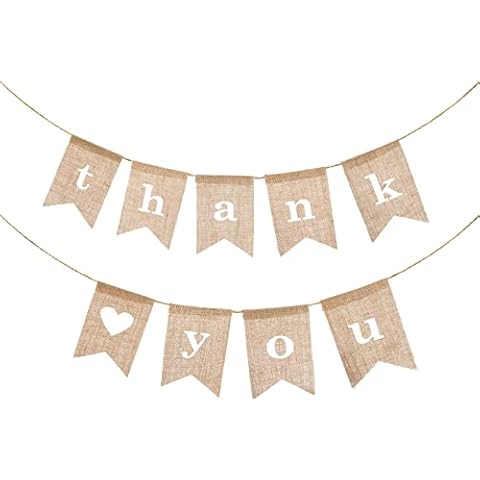 jijAcraft Rustic Thank You Burlap Banner Cover