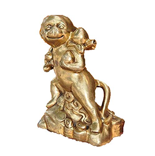 Singe de longévité en laiton Feng Shui sculpture d'art