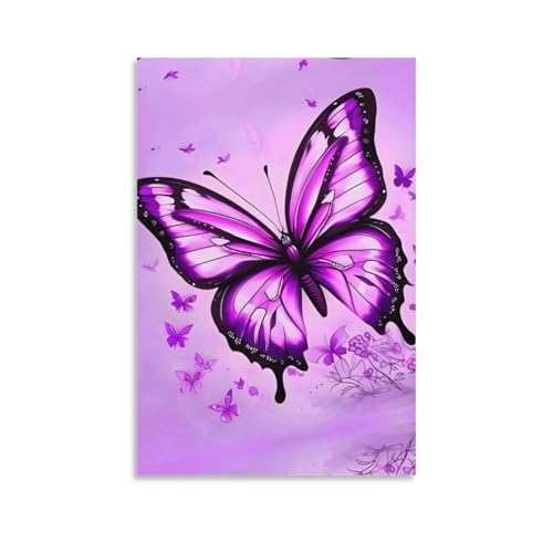 Toile murale papillon violet 60 x 90 cm impression artistique