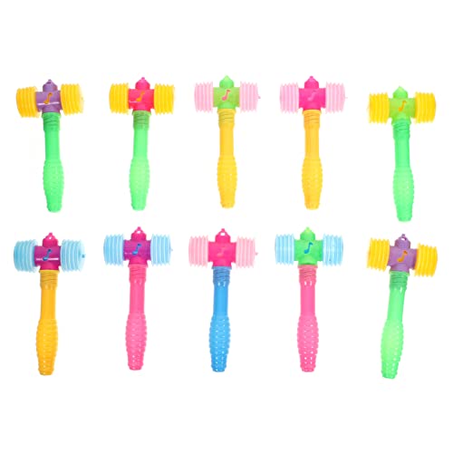 Toyvian 10 pacotes de brinquedos de martelo de plástico para crianças martelo de plástico com fabricante de ruído de som martelo a bater brinquedos crianças a bater brinquedos