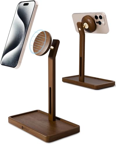 YEOUX Premium Magnetic Phone Holder for Desk | Solid Walnut