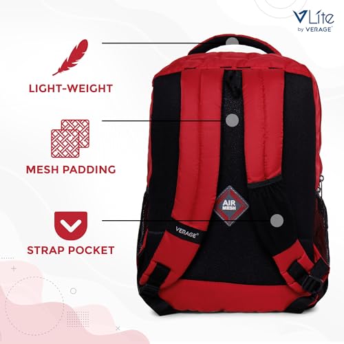 Image of ACEPACK Global 25.91 Liters Water Repellant 17.32 inch Laptop Backpack With Rain Cover For Casual, Outdoor, Office Or Daily Use (Red)