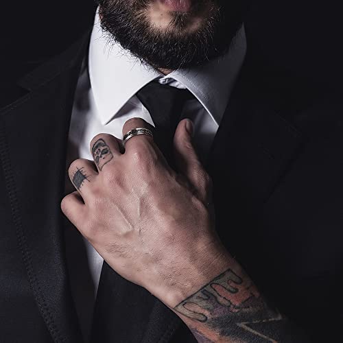 Lolias 8Pcs Black Fidget Rings For Anxiety Relief Spinning Rings Cool Chain Fidget Rings Trendy Band Rings For Casual To Formal Black Rings For Men Father's Day,Silver,Size 10 #TOP4