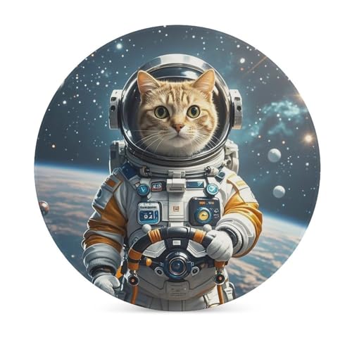 Dessous de verre chat astronaute isolant thermique avec liège antidérapant x4 - 4
