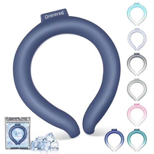 Neck Cooling Tube 70% Gel Increase Ice Ring Neck Cooler Wearable Body Cooling Products for Summer Outdoor Indoor Activities Relief for Hot Flashes(Navy,L)