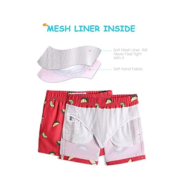 MaaMgic Boys Swim Trunks Toddler Swim Shorts 4 Way Stretch Bathing Suit Boy Swimsuit for All Ages,Taco Vermilion,Small(8) - Image 3