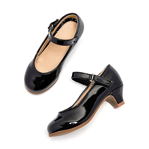 Image of THEE BRON Girls Low Heel Dress Shoes Mary Jane Party Wedding Flower Girl Pumps