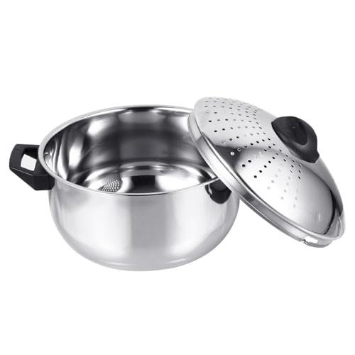 OUNONA Marmite à Pâtes Acier Inoxydable avec Passoire Intégrée Casserole Multifonction pour Cuisinière à Gaz Casserole Antiadhésive pour