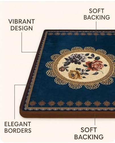 Image of AAZEEM Printed Tablecloth Soft Feel Table Cover 4-6 Seater,Table Cover,Dining Table Cover, Table Linen,Dining Table Chair Cover,Dining Table Cover 6 Seater | Blue|