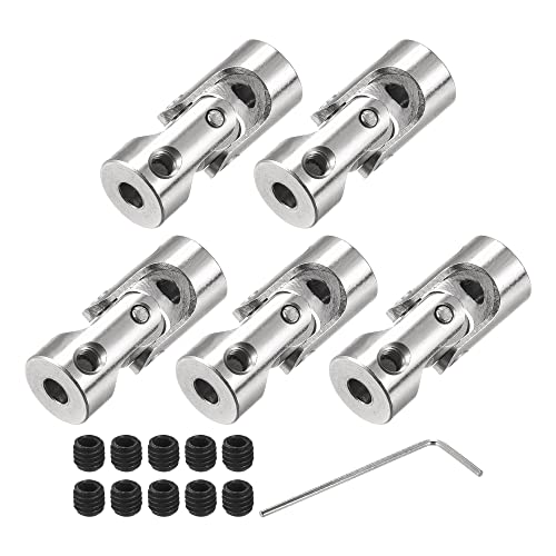 sourcing map 5 Stück Drehbare Kreuzgelenk Wellenkupplung 3.17mm bis 4mm Innendurchm. L23 x D9 mit Schrauben und Schraubenschlüssel für RC Modell
