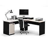 Bestar Hampton Corner Workstation in Sand Granite & Charcoal