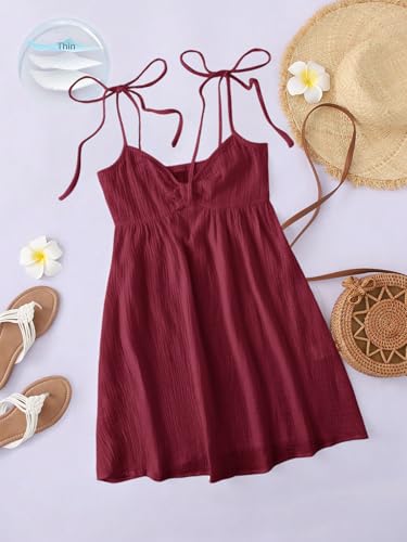 Image of SOLY HUX Women's Summer Cami Sun Dress A Line Tie Shoulder Y2k Cute Casual Short Mini Beach Babydoll Dresses