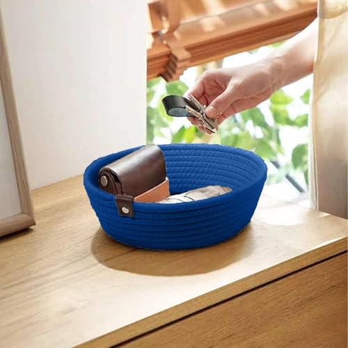 Image of JK enterprises Rope Storage Natural Handwoven Jute Shelf Basket For Your Home & Kitchen (Small,Medium,Large) - Pack of 3 (Blue)