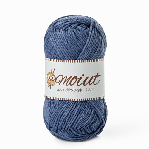 Image of Cotton Yarn for Crocheting, Baby Yarn for Crocheting Soft, 131yds / 1.76oz Fluffy Amigurumi Crochet Yarn, 5 Ply 100% Milk Cotton Yarn for Puzzle、Socks、Clothes(Denim Blue)