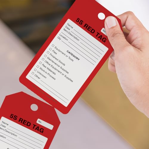 AccuformNMC 250 etiquetas por rolo, etiqueta vermelha 5S, etiquetas compatíveis com OSHA feitas nos