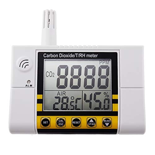 Digital Indoor Carbon Dioxide CO2 Detector Monitor Meter Sensor Relay Function Temperature Humidity NDIR IAQ Air Quality Wet Bulb Desktop/Wall Mount 0~2000ppm Range for Greenhouse Grow Room Digital Indoor Carbon Dioxide CO2 Detector Monitor Meter Sensor Relay Function Temperature Humidity NDIR IAQ Air Quality Wet Bulb Desktop/Wall Mount 0~2000ppm Range for Greenhouse Grow Room