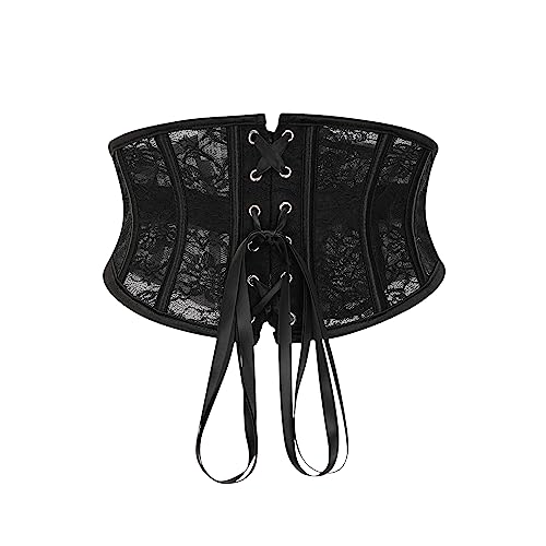 YUNAR Women's Vintage Oil Painting Floral Lace Up Boned Underbust Corset Waist Cincher Belt Shaper2