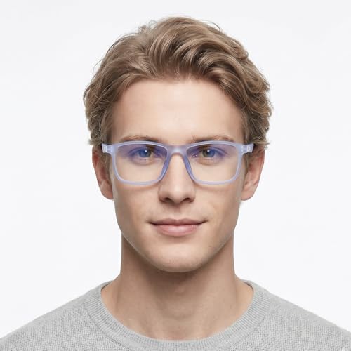 Image of UV Protection Glasses Blue Cut Blocking Harmful Rays Glasses for Men & Women Zero Power Computer Specs Eye Protection Lightweight Frame with Case & Cleaning Cloth