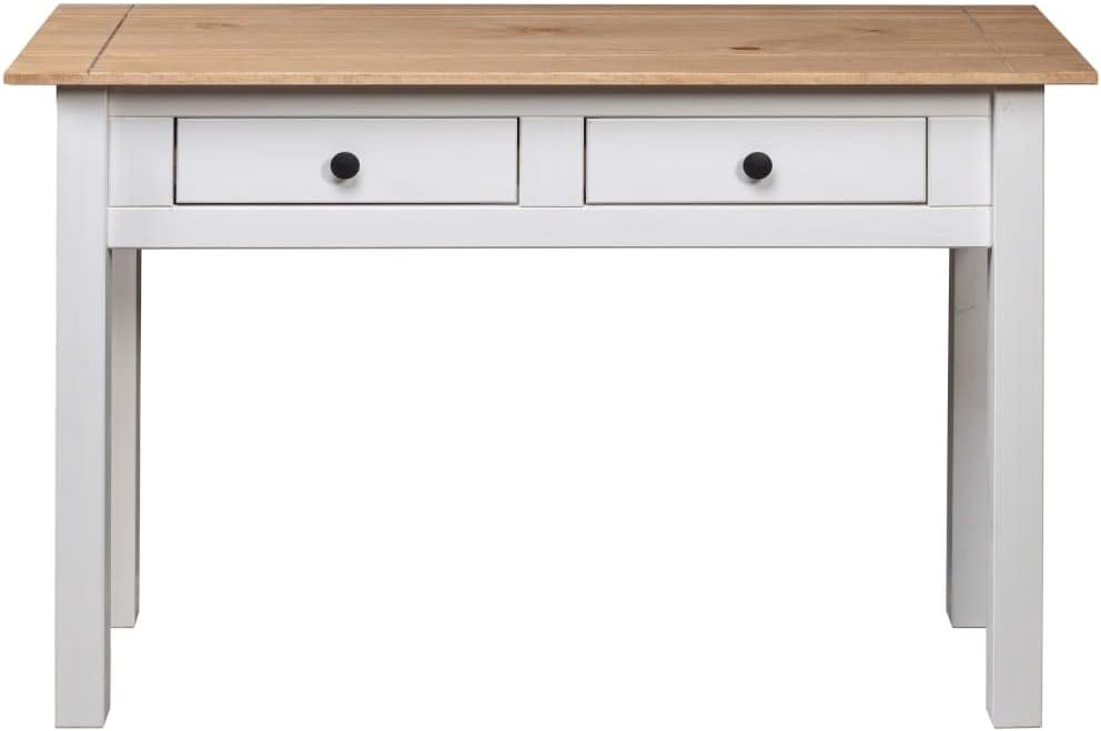 Wooden Writing Computer Desk with 2 Drawers, Home Office Desk Writing Study Table for Bedroom, Console Table for Living Room, White 43.3"x15.7"x28.3"(G)