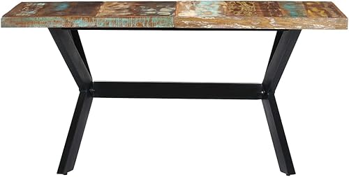 Miniatura 3 de 55.1"x27.6"x29.5" Dining Table, Reclaimed Wood Top & Steel Legs, Seats 6, Rustic Modern KitchenDiningLiving