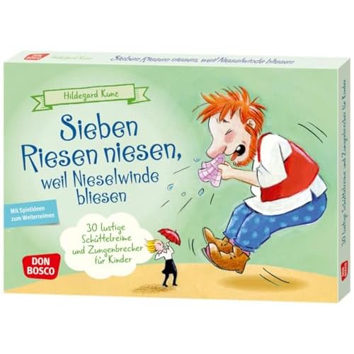 Schwimmen im Aquarium lauter gleiche Fische rum?: Denk- und Legespiele zur visuellen Wahrnehmung. Für Kinder von 3 bis 6. Kartenset mit 30 Karten und Begleitheft. (Denk- und Legespiele für Kinder) 6 Sieben Riesen niesen, weil Nieselwinde bliesen: 30 lustige Schüttelreime und Zungenbrecher für Kinder. Sprachförderung mit Spaß für Kita & Schule. ... Ideen für Kindergruppen auf DIN-A5-Karten)