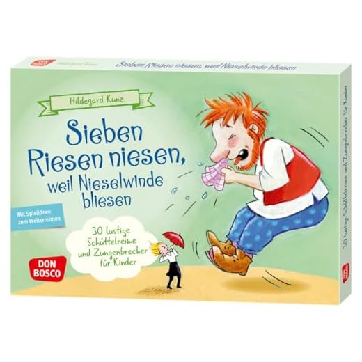 Sieben Riesen niesen, weil Nieselwinde bliesen: 30 lustige Schüttelreime und Zungenbrecher für Kinder. Sprachförderung mit Spaß für Kita & Schule. ... Ideen für Kindergruppen auf DIN-A5-Karten)