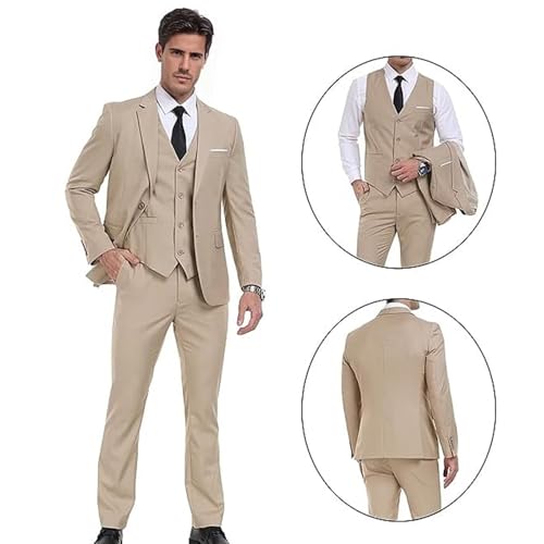 Mens Suits Slim Fit 3 Piece Business Wedding Tuxedo Jacket Vest Pants Suit Set2