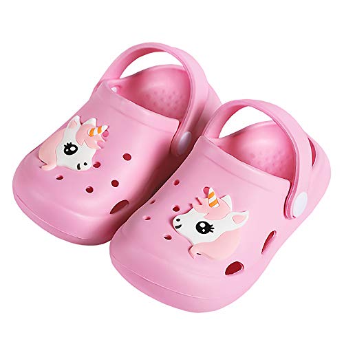 Holynissl Toddler Sandals Boys Girls Non-Slip Beach Pool Sandals Lightweight Slip-on Kids Clogs, Pink 180