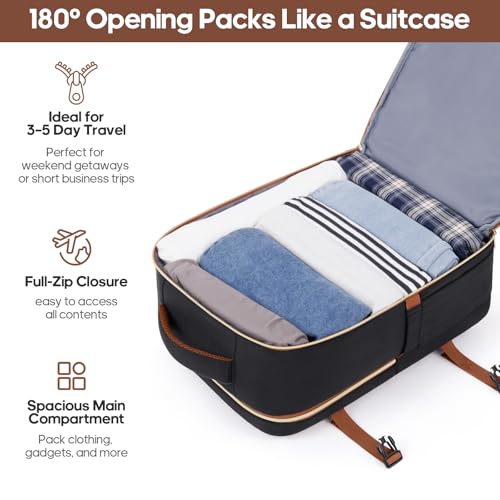 Image of Luggage Sets 3 Piece, Carry On Luggage 20In With Spinner Wheels,PC Hardside Suitcase Set with TSA Lock,Durable Carry On Suitcase With Travel Backpack for Men (Black Brown, 3 piece set (BP /20inch))