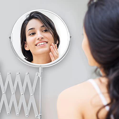 Belle Vous Chrome Muur Monteerbare Uitrekbare 360° Swivel Spiegel – 3x Versterking – 22 x 21,7 cm – Dubbelzijdig… - Image 8