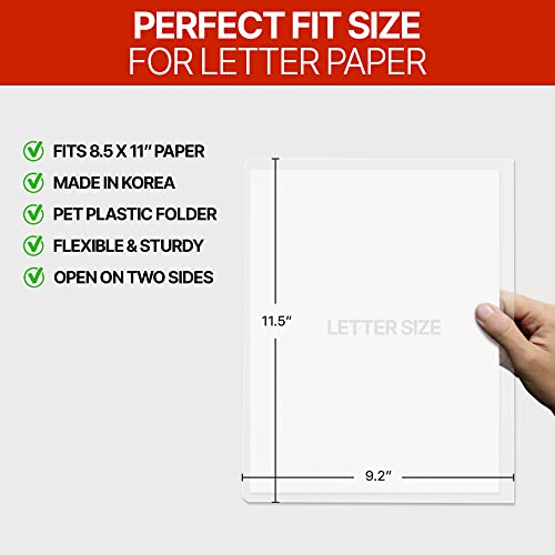 Meccaline Clear Plastic File Folders For Document, Resume, Presentation, Project, Or Portfolio Filing, Large Thick Heavy-Duty Pet Sleeves For U.s. Letter Size Papers, 5-Pack #TOP2
