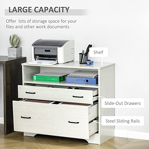 Vinsetto Lateral File Cabinet With Shelf, 2 Drawer Filing Cabinet For Letter Sized Papers, Print Stand, Grey #TOP4