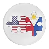 アメリカとフィリピンの旗パズルガラス製強力磁気冷蔵庫ステッカーマグネット冷蔵庫丸型装飾1/2/4PCS