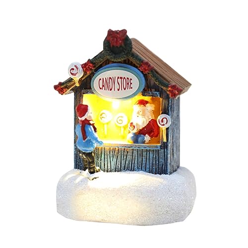 JAWSEU Weihnachtsdorf mit Beleuchtung, LED Weihnachtsharz Licht Deko...