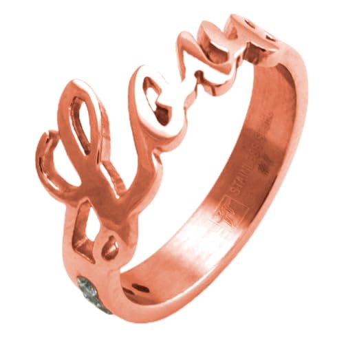 Imagen de Chapado en Rosa Oro Acero Inoxidable Love  Anillo Banda Tamaño 13