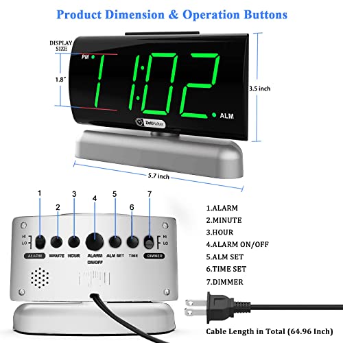 Alarm Clock Big Digits Wiht Swivel Base,2 Levels Alarm Sound,2-Level Brightness Digital Clock For Bedrooms,Easy To Read, Bedside Alarm Clock,12H Format, 9 Min Snooze,Outlet Powered, Battery Backup #TOP1