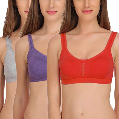 Image of FIMS - Fashion is my style Women's Lycra & Cotton Non Padded Non-Wired Sports Bra (Pack of 3)
