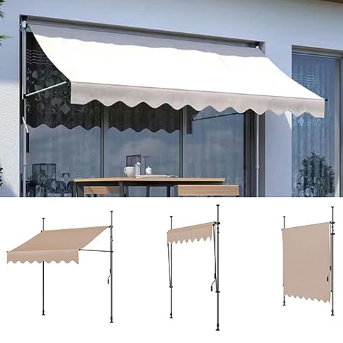 Auvent d'extérieur rétractable manuel avec manivelle blanche 2x1,2m - 5
