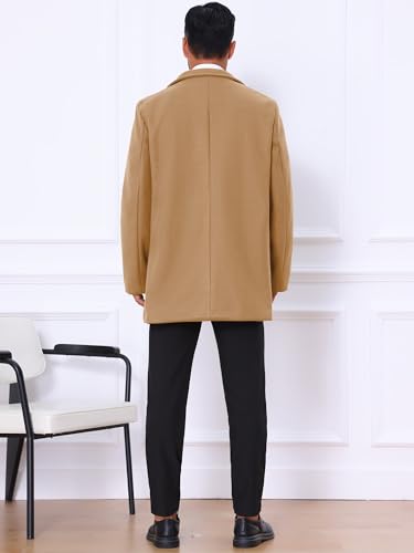 Image of Lars Amadeus Men's Trench Coat Notch Lapel Single Breasted Classic Long Pea Coats Overcoat