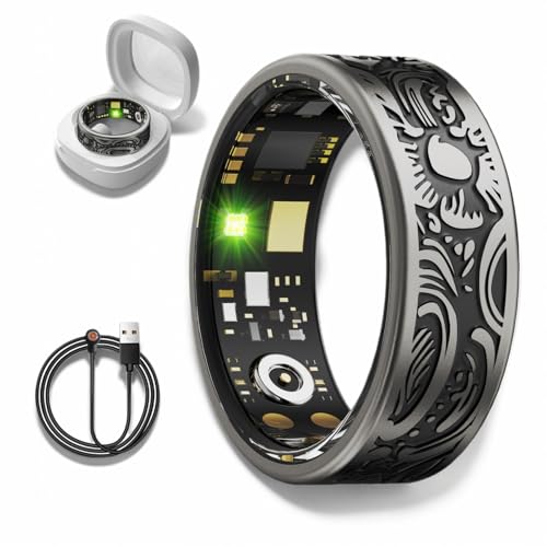 podafu Engrave Retro Smart Ring, Sleep Tracker Fitness Ring,Health Monitoring, Blood Oxygen, Heart Rate, Fitness Tracker Ring for Men/Women,Compatible with Android and iOS,No Subscription (8#)