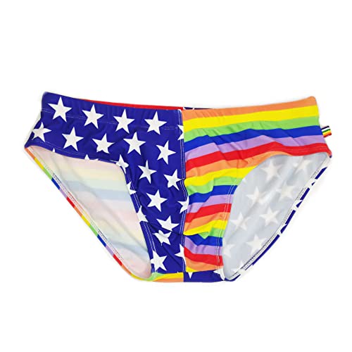Men's Low Rise Swim Briefs, Classic USA/Rainbow Flag4