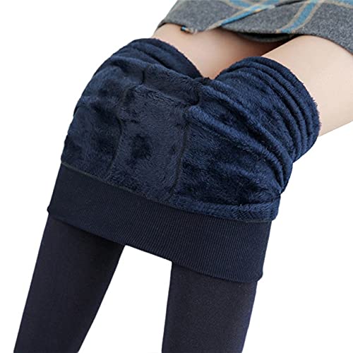 Leggings de invierno mujeres tallas grandes azul marino XXL forro terciopelo