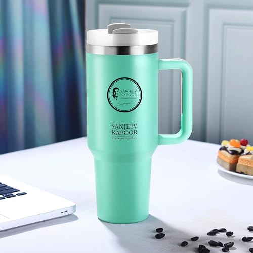 Image of Sanjeev Kapoor by Classic Essentials Stanley Stainless Steel 1200ML Tumbler with Lid and Straw,Hot and Cold Double Insulated Sipper Mug, 100% Leak Proof Coffee Tumbler Cupholder for Office Green